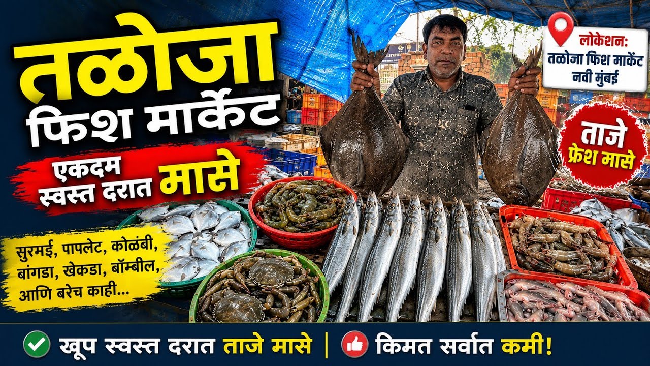 तळोजा फिश मार्केट 🐟 | ताज्या माशांची मोठी होलसेल मार्केट | Navi Mumbai 🐟🦐