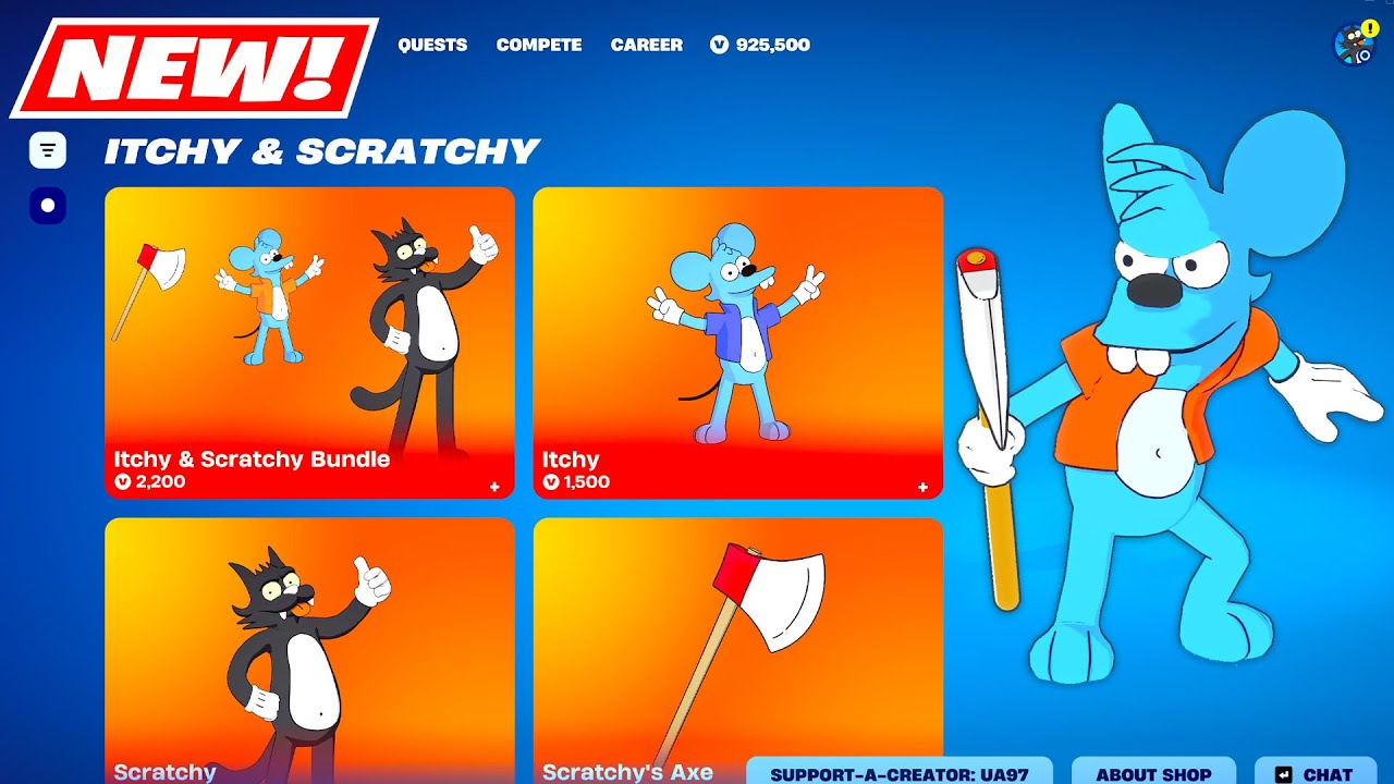 NEW Simpsons Itchy & Scratchy Skin BUNDLE Item Shop Fortnite!