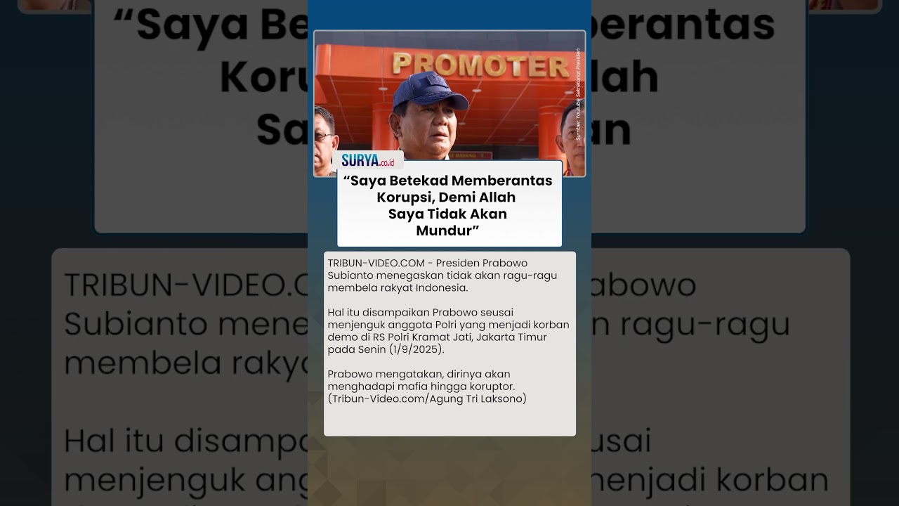 Presiden Prabowo: Saya Bertekad Memberantas Korupsi, Demi Allah Saya Tidak akan Mundur