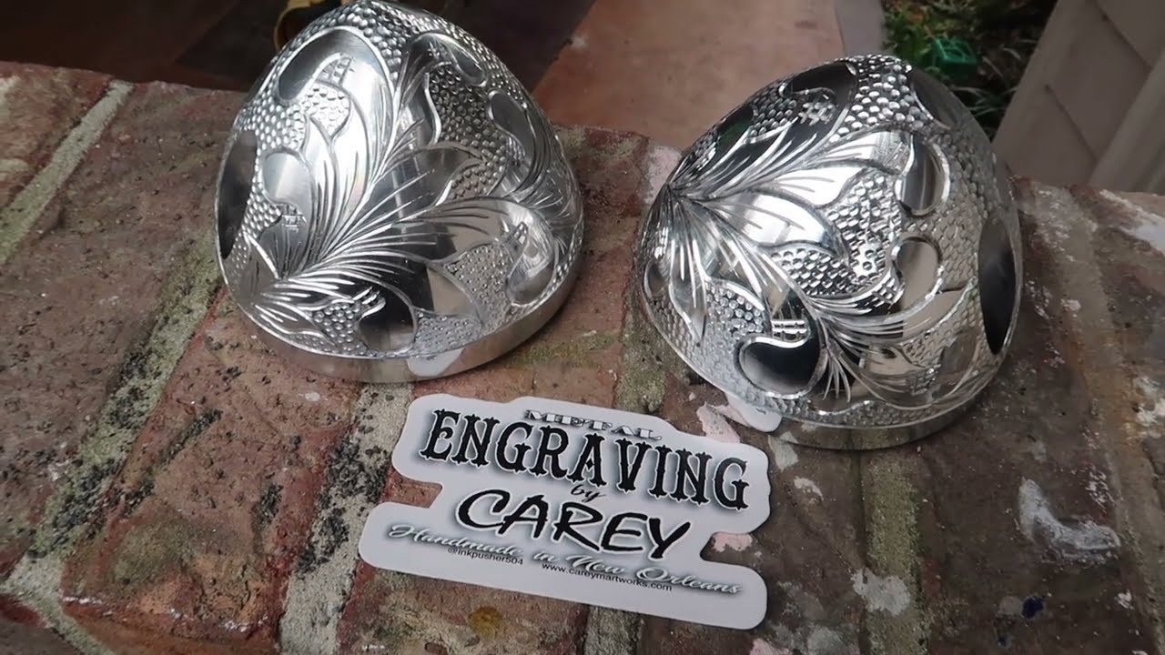 Hand Engraving by Carey - Lowrider Motor End Caps
