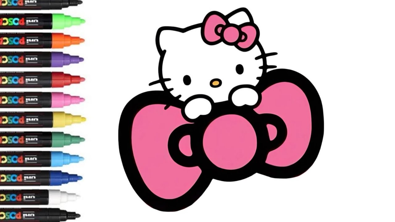 Cute Hello Kitty Bow Coloring – Easy Drawing for Kids 🎀