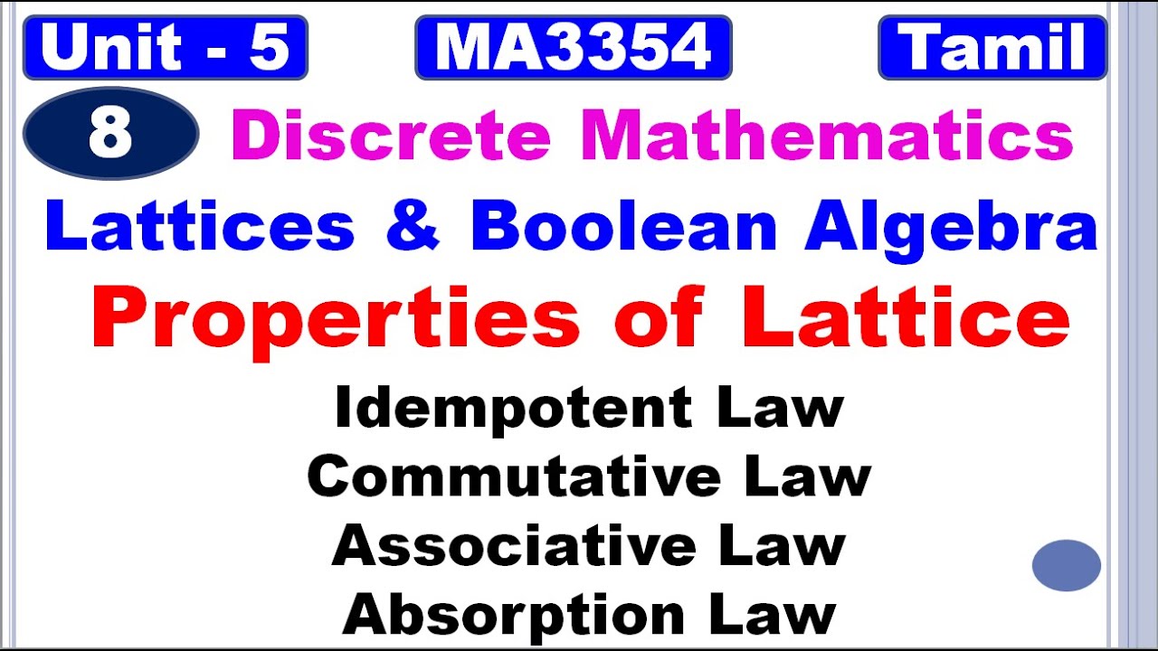 Discrete Mathematics| MA3354 |Unit 5| Lattices and Boolean Algebra |  Properties of Lattice in Tamil