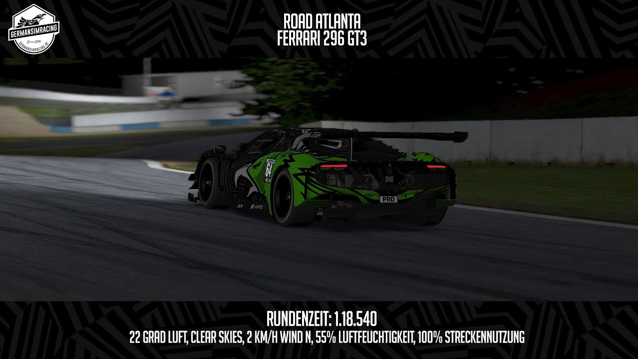 Streckenerklärung Road Atlanta im Ferrari 296 GT3 | iRacing
