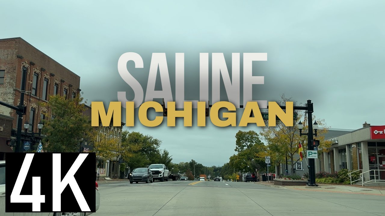 Road Tour of Saline, Michigan in 4K - Downtown Saline, MI