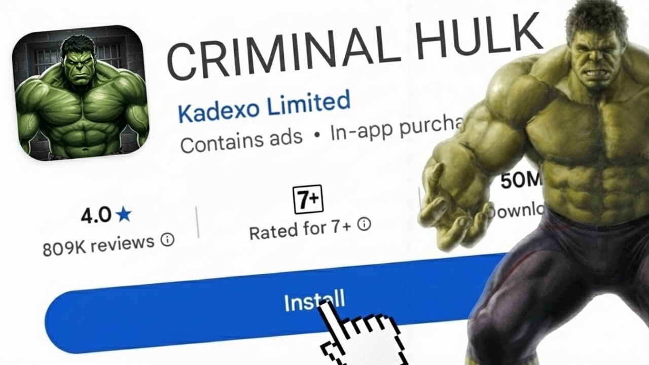 I found a CRIMINAL HULK Game on play Store 😂 