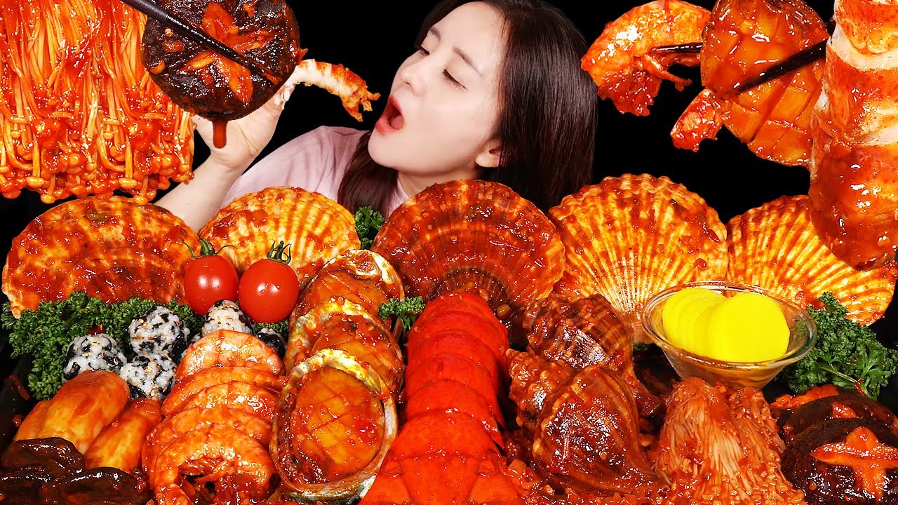 MUKBANG :) Спасибо за 3 миллиона подписчиков🙏🏻 | острые грибы из морепродуктов.