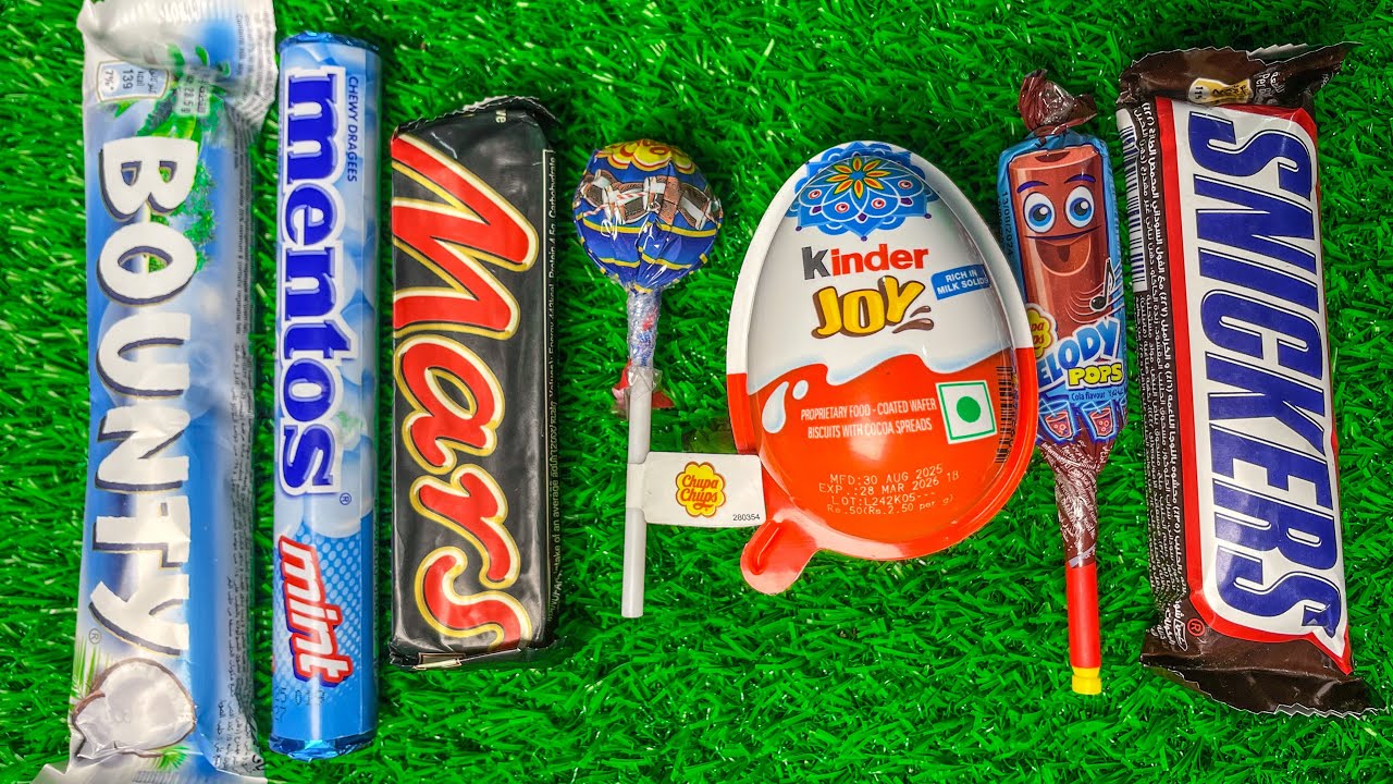 ASMR Most Popular Candys / some lots of colorful rainbow lollipop candy / unpacking chocolate eat