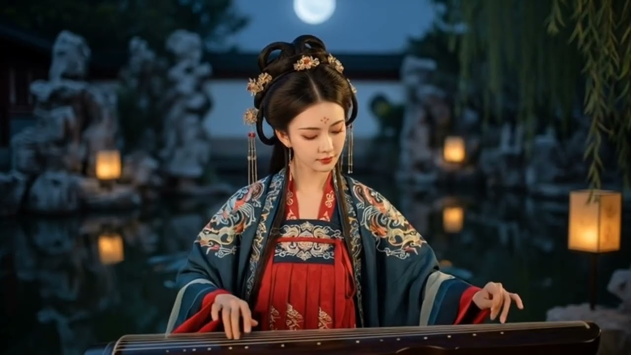 Traditional Chinese Music in a Moonlit Garden