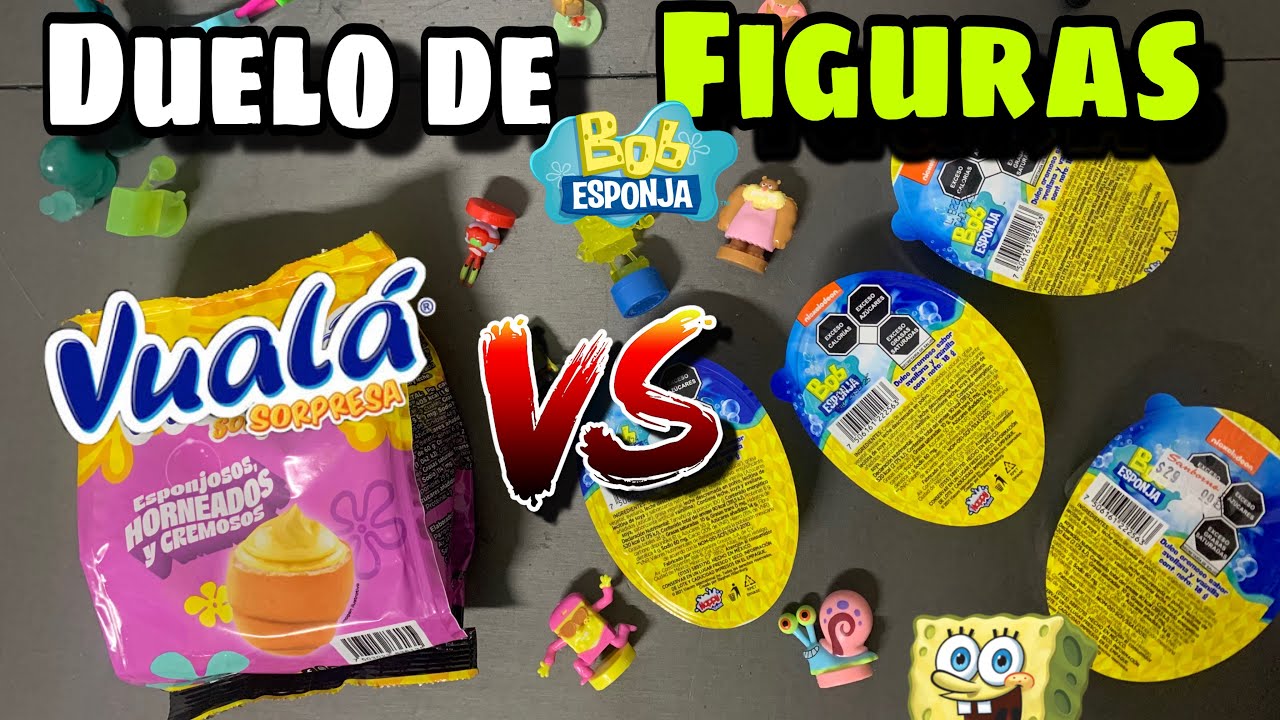 Duelo de figuras de Bob esponja vuala vs huevo sorpresa vuala sorpresa de Bob esponja 2024