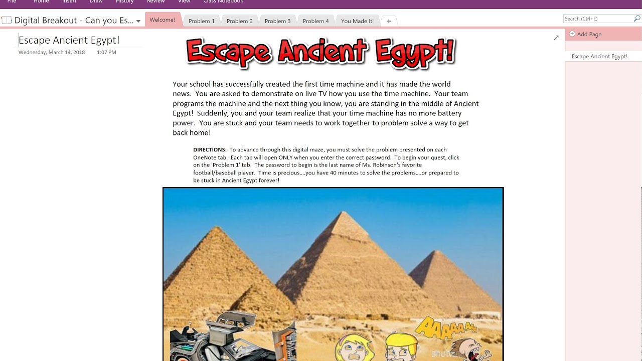 Create a Digital Escape Room with OneNote - Part I (An Example)