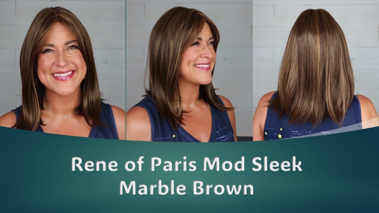 Rene of Paris Mod Sleek in Marble Brown | A SLEEK, low volume, heat friendly synthetic wig