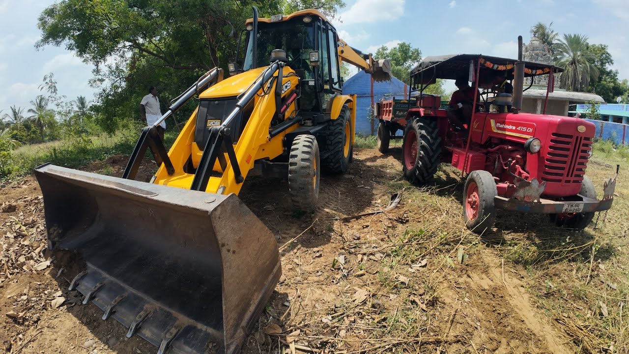 Jcb 3dx goes to loading soil with Mahindra 415  | 575 tractor trolley performance @Mohantractorslife