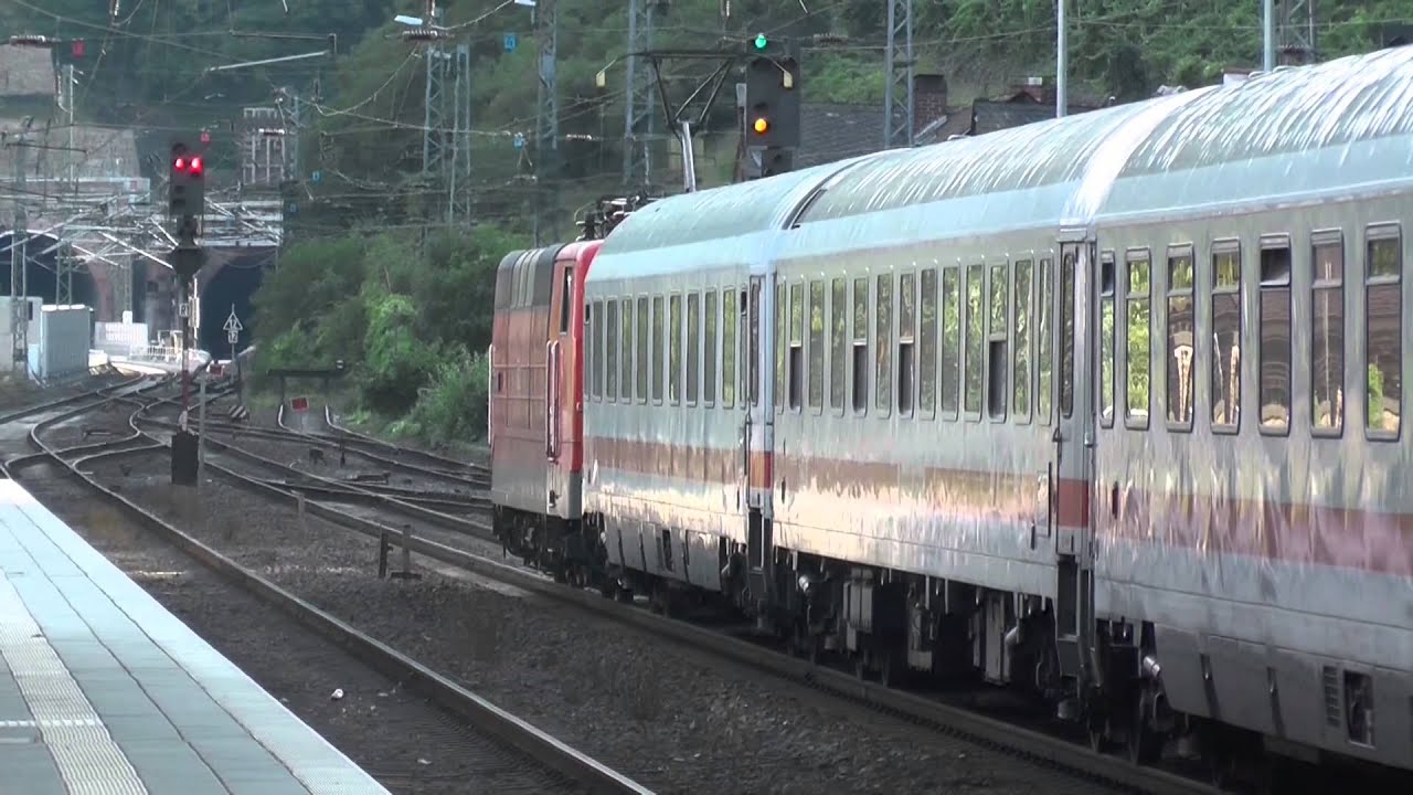 IC with class 181 moves in Cochem in the tunnel construction site