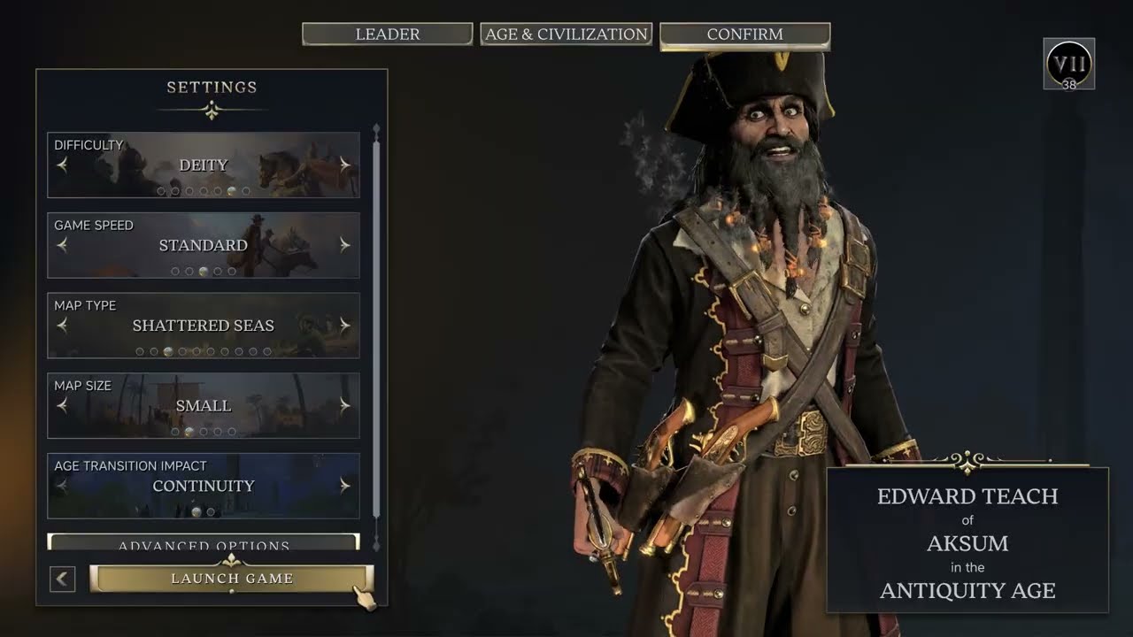 Sid Meier's Civilization VII Edward Teach Diety Antiquity Age