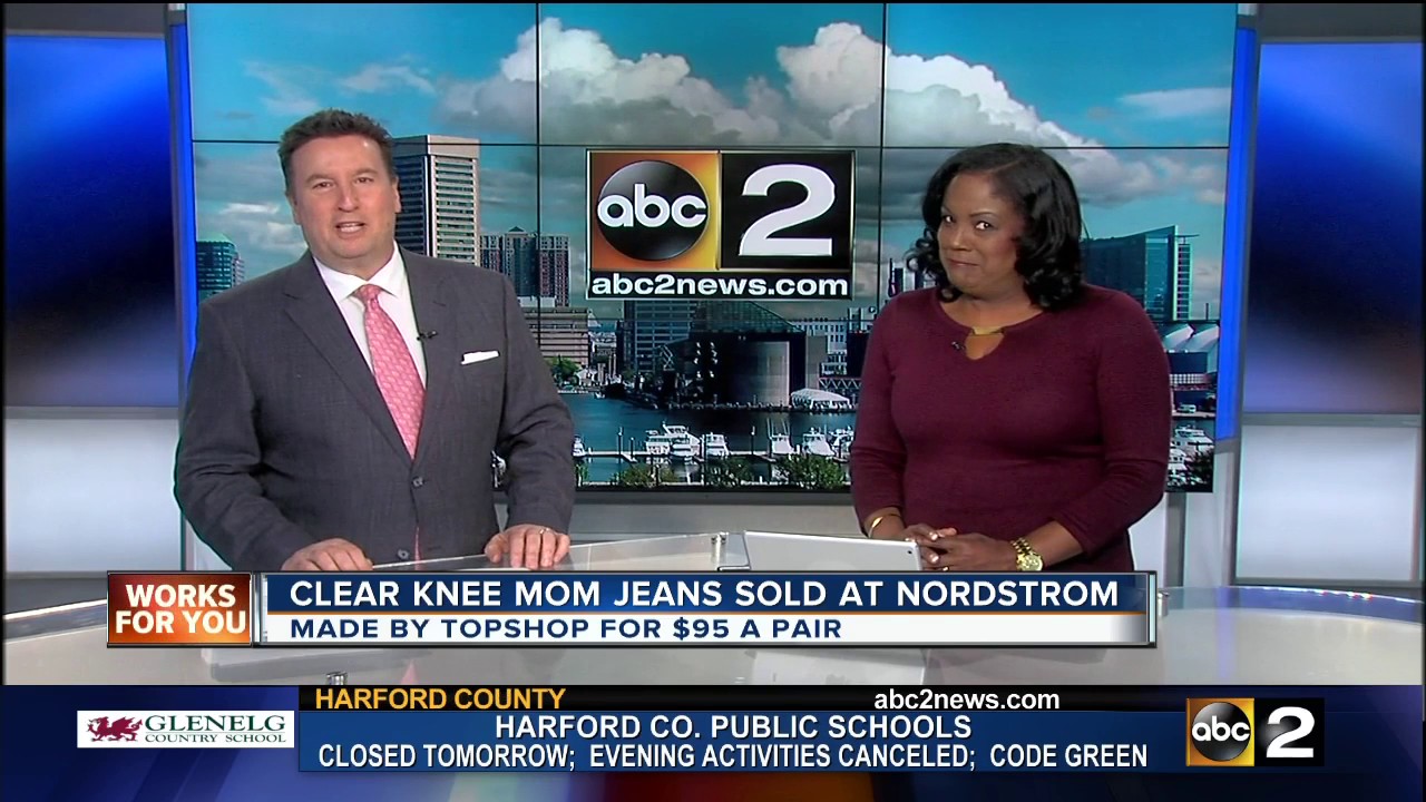 Clear knee mom jeans sold at Nordstrom