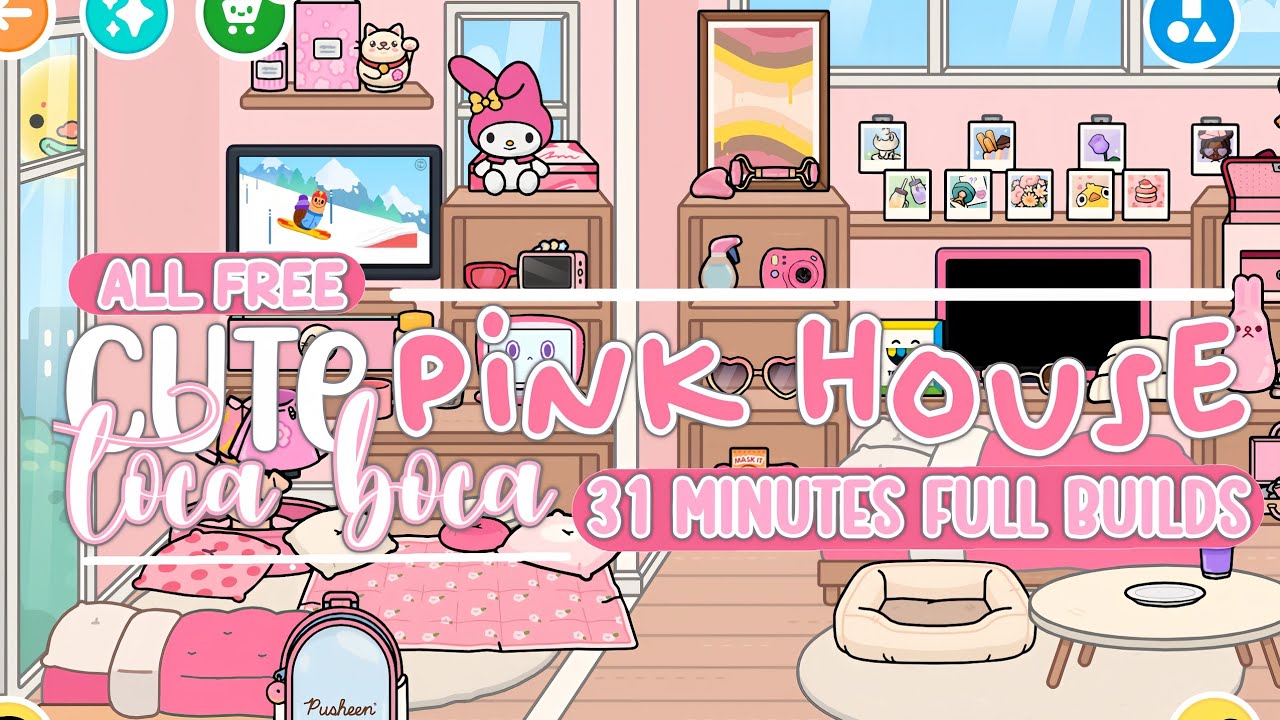 🎀 31 MINUTES FREE PINK TOCA BOCA HOUSE DESIGN Copy This CUTE Toca Boca Home Totally FREE & Adorable