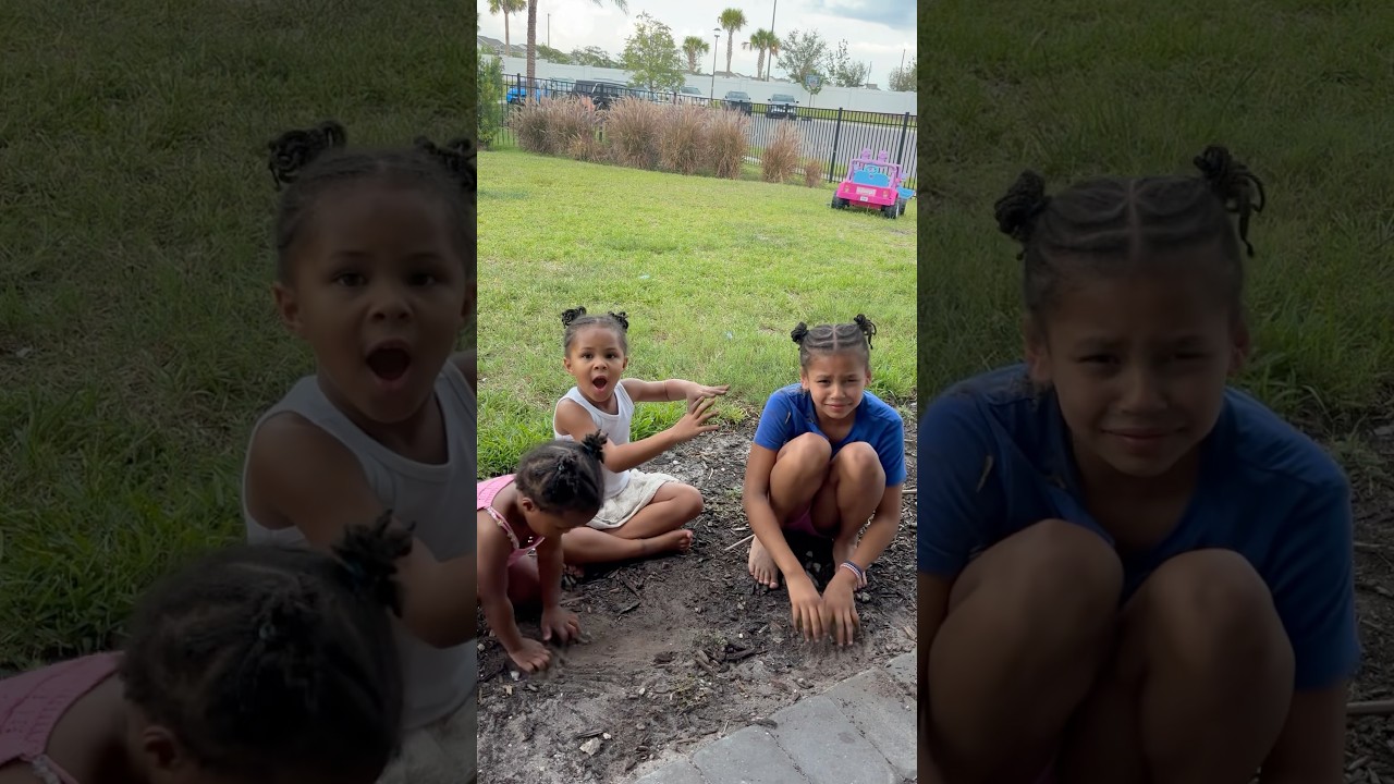 Dad catches daughters throwing dirt on big sister because of this #shorts