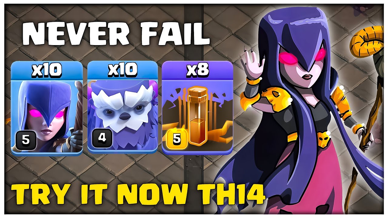 Never Fail!! TH14 Yeti Witch Attack With 8 Earthquake Spell | Clash of Clans