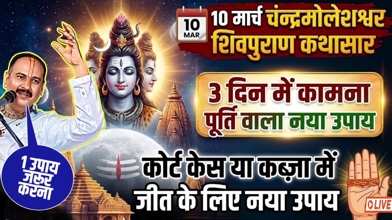 🔴 10 मार्च चन्द्रमोलेश्वर महापुराण कथासार भुसावल Day-1, 