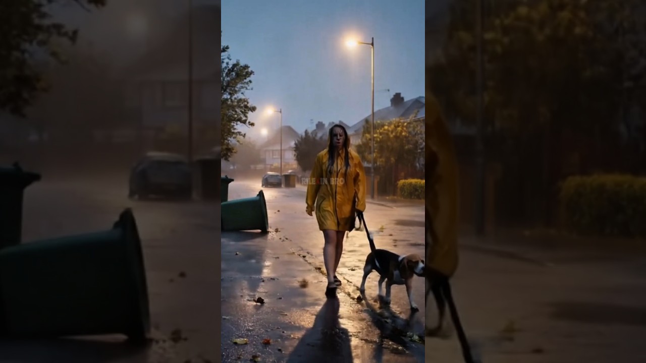 Intense Storm in Quiet Suburban Street | Evening Rain & Wind Mood