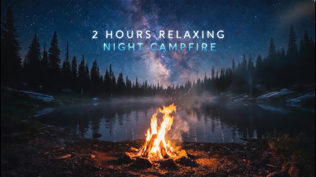 Fall Asleep in Minutes: 2 Hours of Crackling Campfire & Healing Guitar 🌌🔥