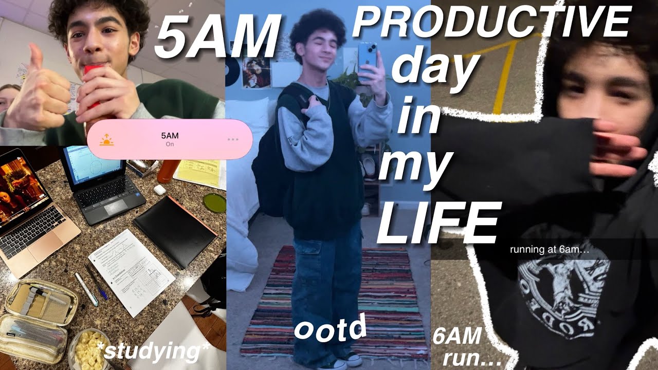 5AM PRODUCTIVE DAY IN MY LIFE | morning run, school + studying