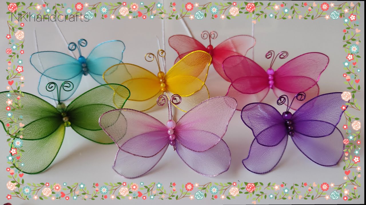 How to make Nylon stocking butterfly |ผีเสื้อจากผ้าใยบัว @nkhandcrafts9053