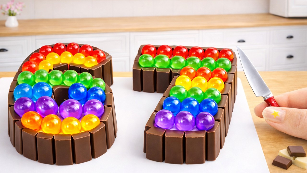 Rainbow Cake Recipe With Jelly & Chocolate [4K] 🌈 How to Make Mini Rainbow Cake Decorating