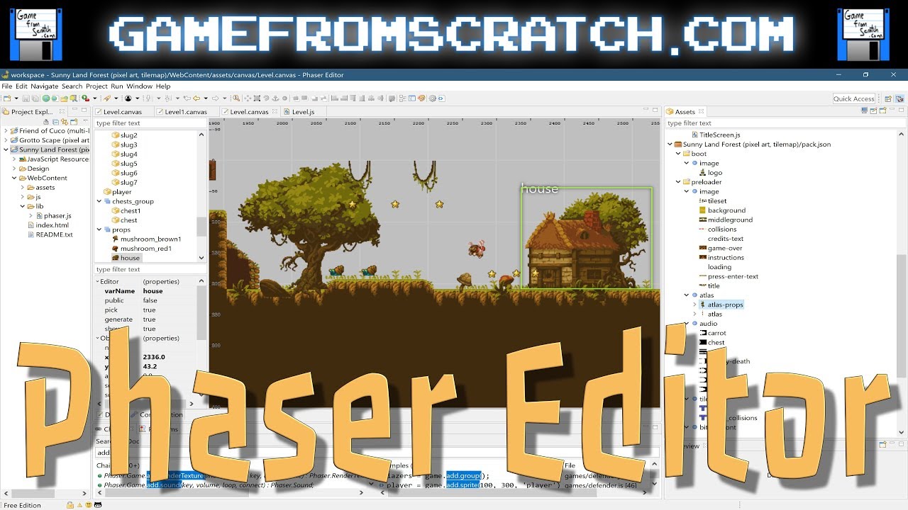 Phaser Editor -- A Level Editor and IDE for Phaser Game Development