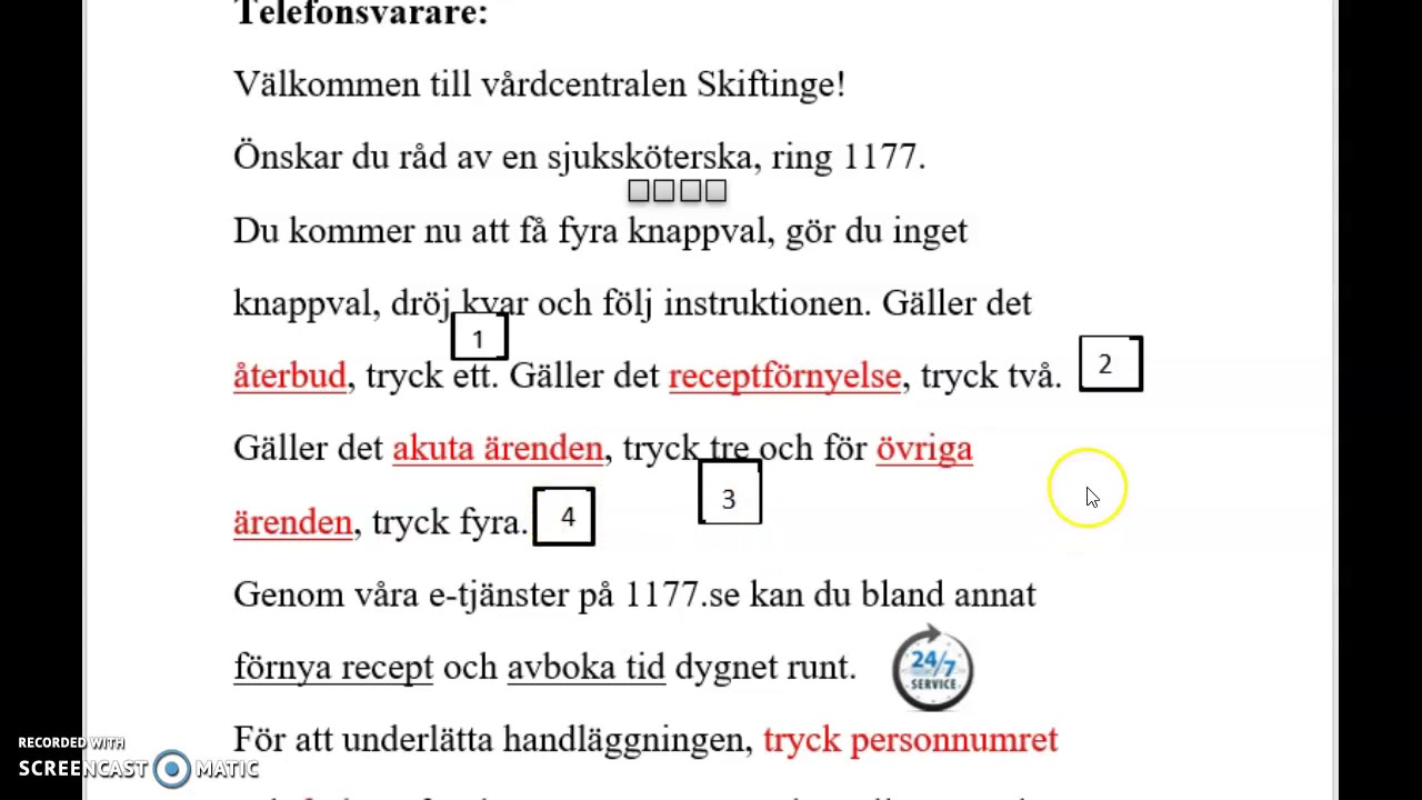 Ringa till vårdcentralen