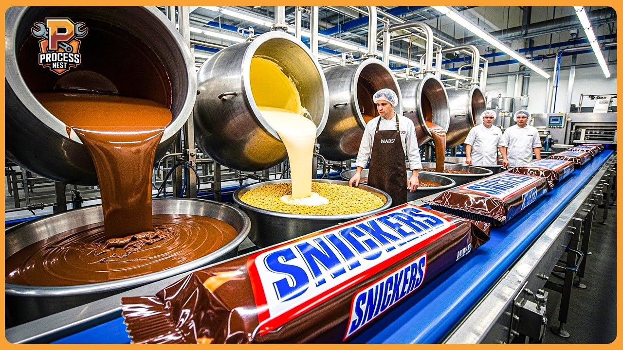 Как производятся батончики Snickers на фабрике