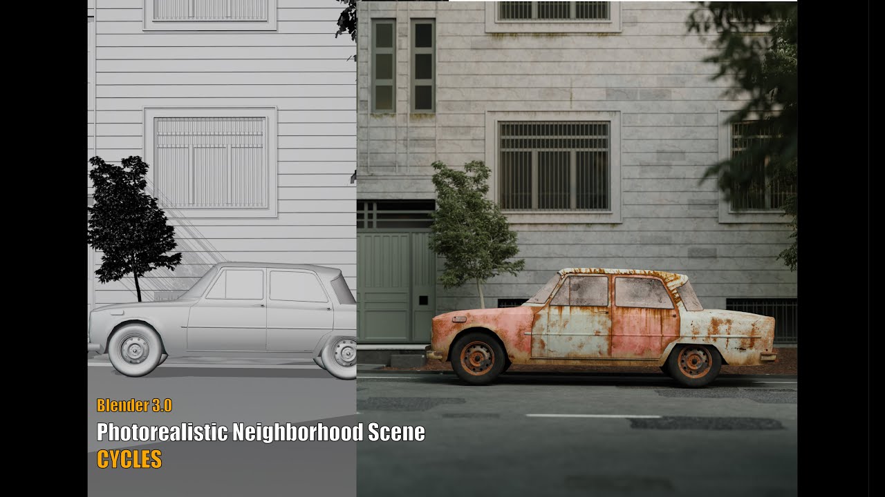 How to Create Photorealistic Negbourhood Scene In Blender Cycles