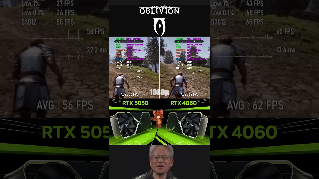 RTX 5050 VS RTX 4060 THE ELDER SCROLLS IV OBLIVION REMASTERED 1080P | #rtx5050 #rtx4060
