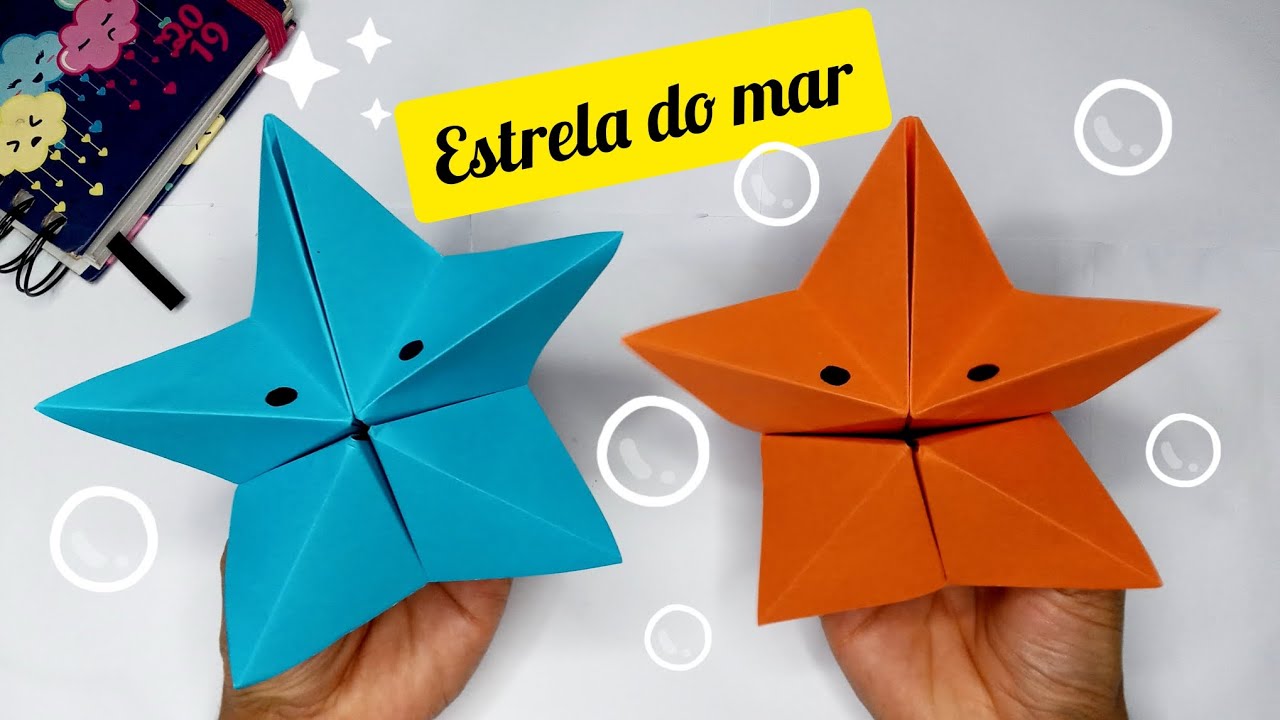 Cmo fazer estrela do mar de papel| origami estrela| arte de papel sem cola | dobraduras de papel