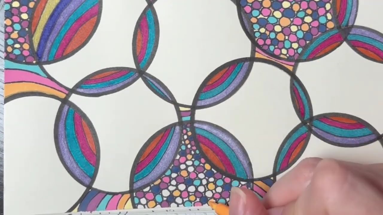 Retro Theme Doodle Art Circles and Stripes
