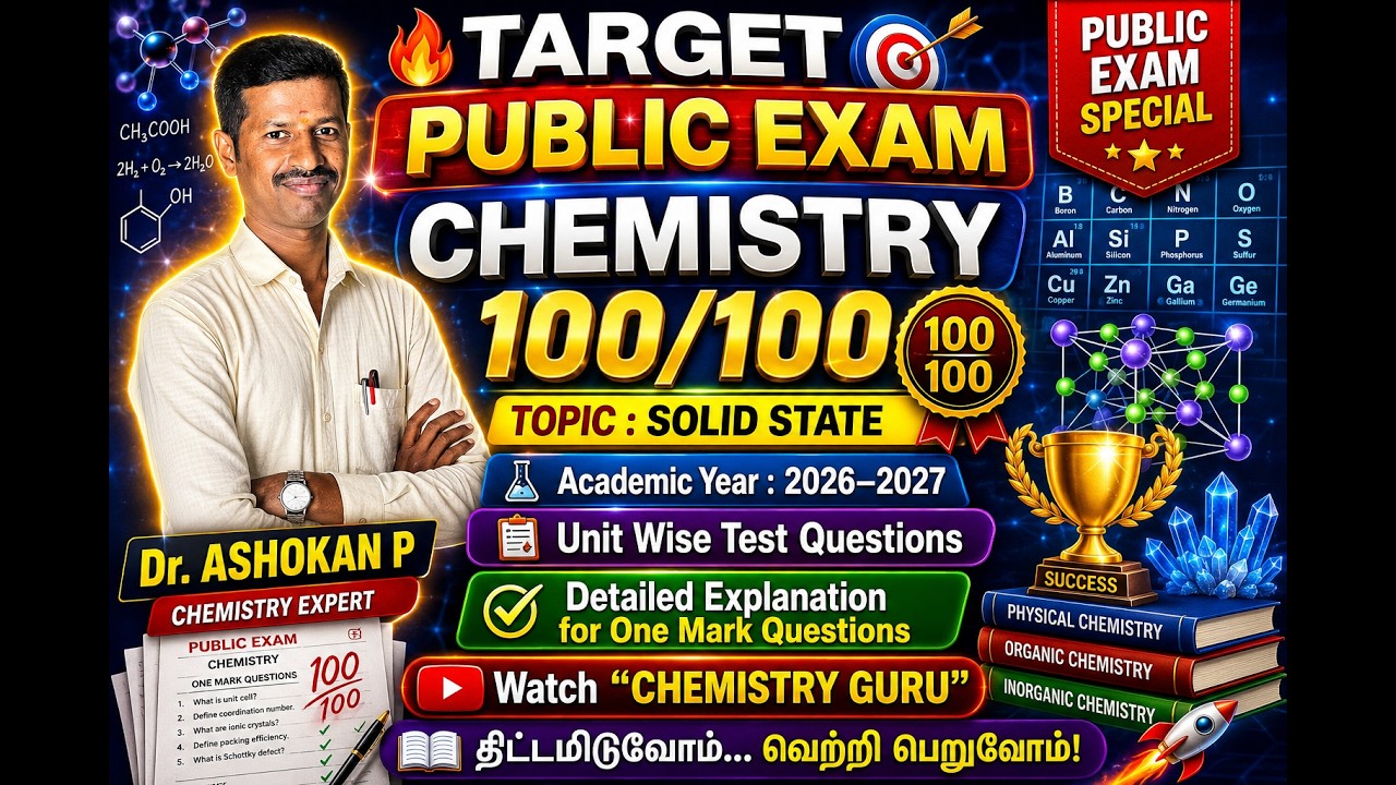 💯 Public Exam Chemistry 100/100 | Solid State Important One Mark Questions | Class 12 | CHEMISTRY