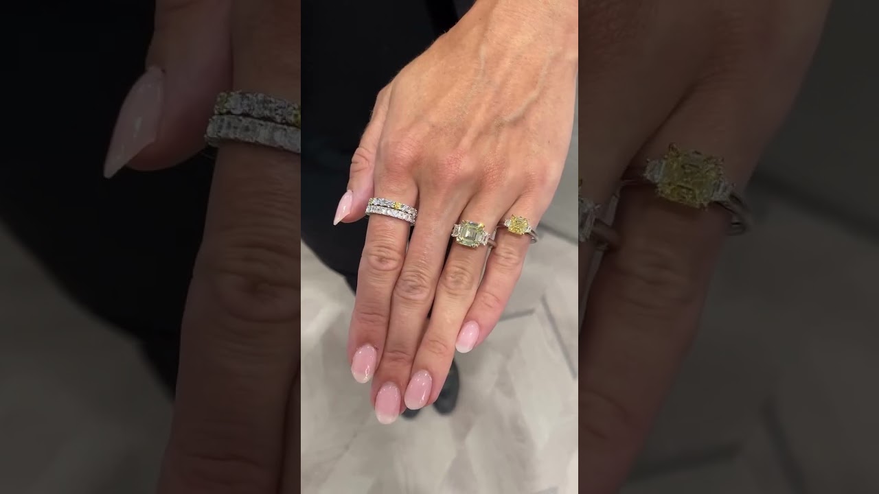 Asscher Cut Yellow Diamond Rings