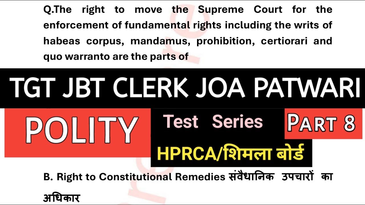 Polity (PART8) TGT COMMISSION JBT CLERK JOA HPRCA HPPSC