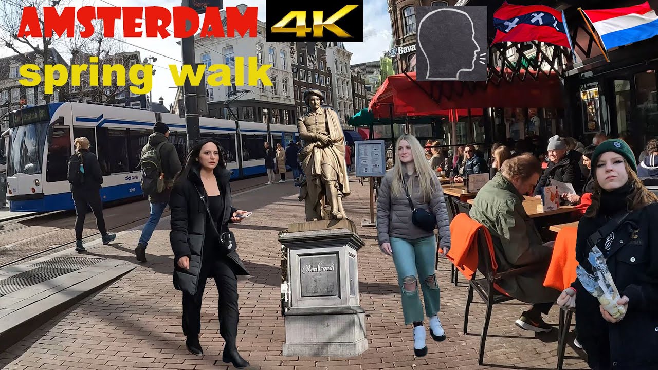Amsterdam spring walk(Listen to my story😜😉😋) Rembrandt square to Koningssluis through flower market