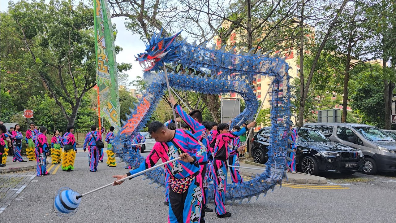 新加坡天山體育會 Singapore Tian Shan Big Flag, Lion & Dragon Dance Performances @ AMK 181