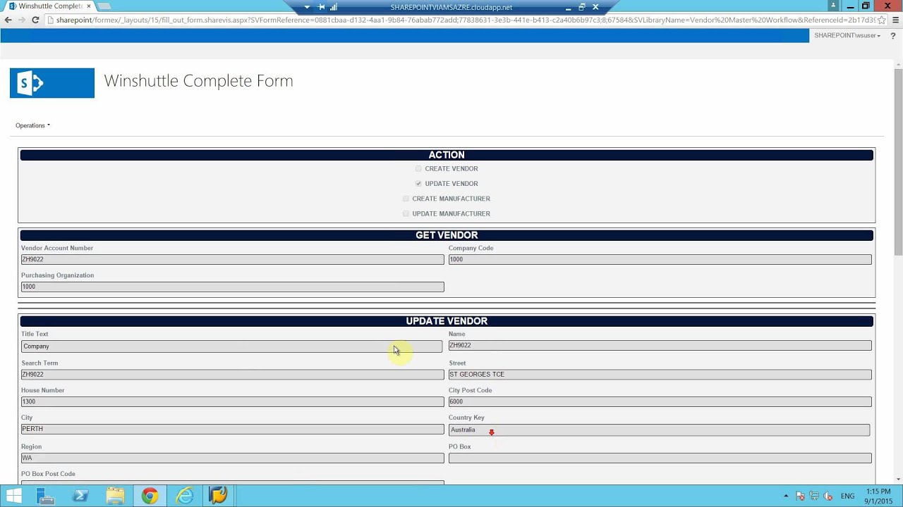 Vendor Master Workflow - UPDATE VENDOR