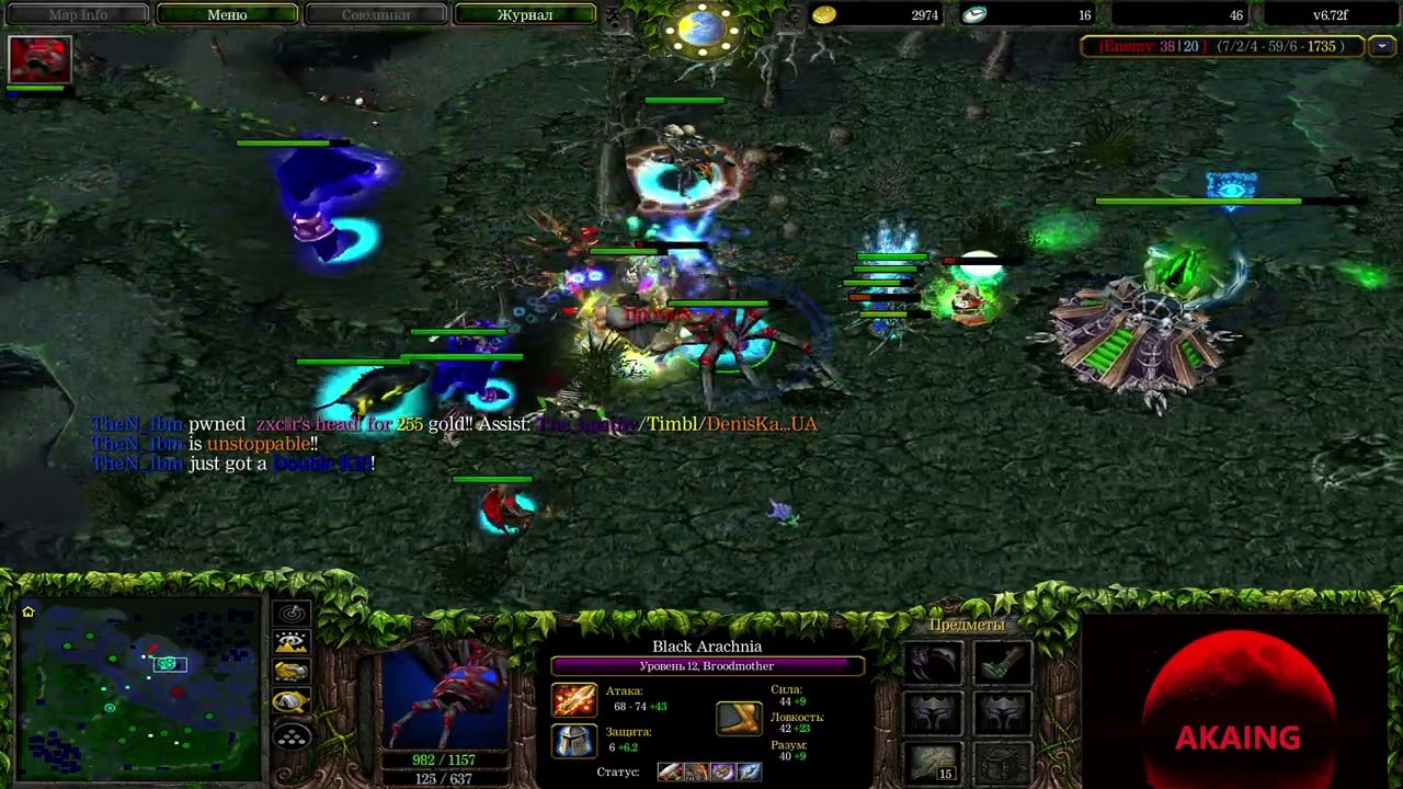 Defense of the Ancients | AKAING Broodmother black gosu vs top 1 BLR team (2011)