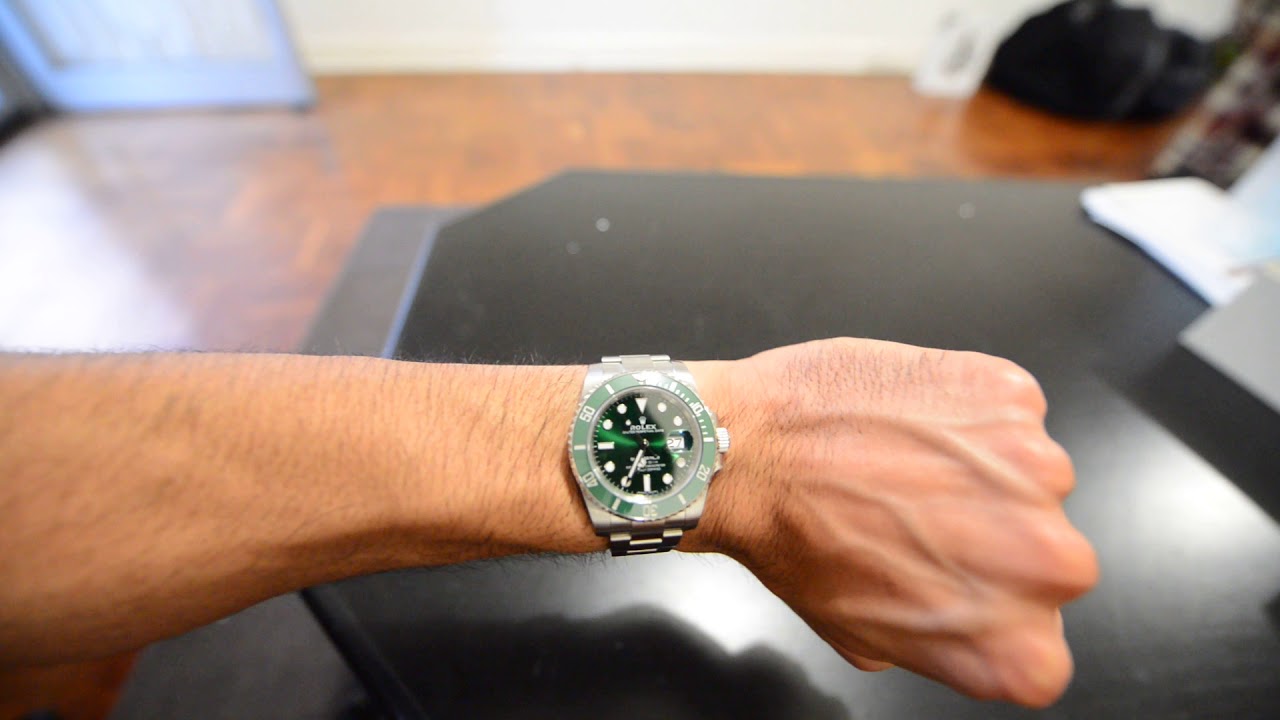 Rolex Green Submariner 116610LV - Hulk on 6.75" wrist