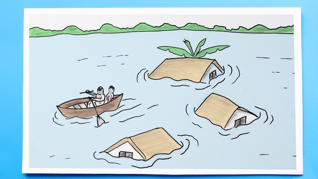 🌊 Quick and Easy Flood Drawing Tutorial - Perfect for beganners 🎨
