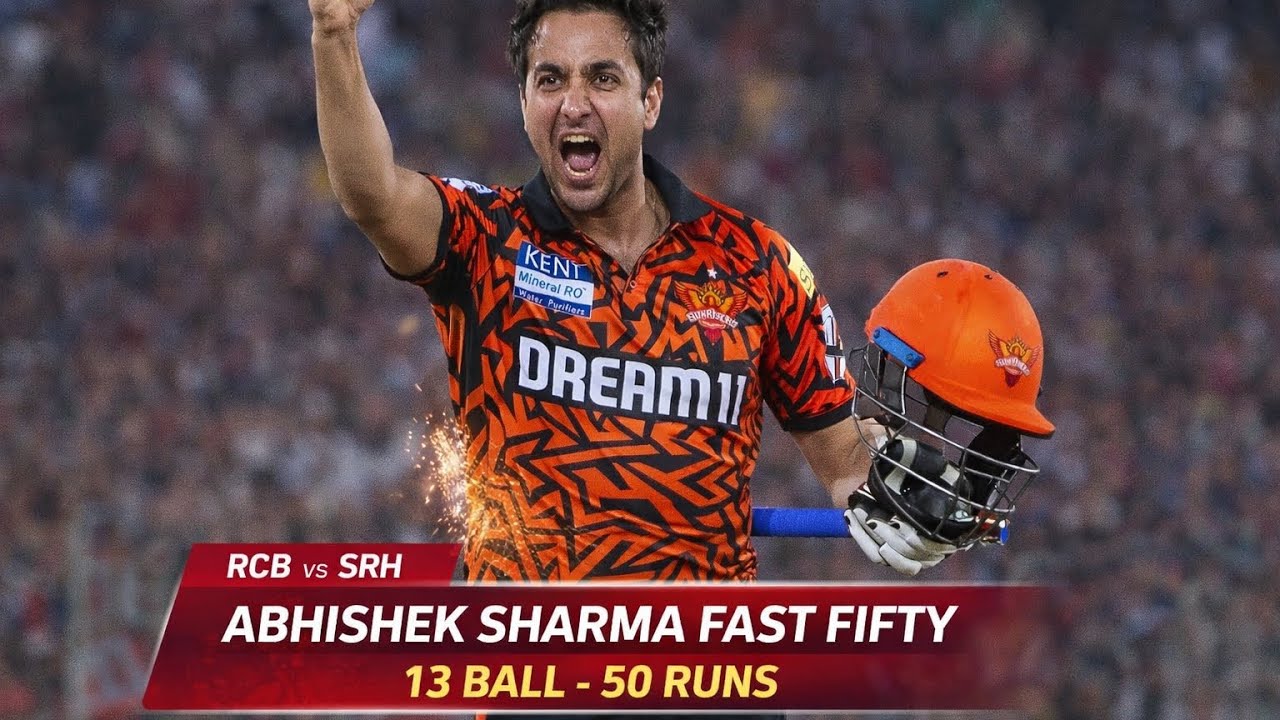 IPL - ABHISHEK SHARMA 13 BALL 50 RUN FAST MATCH -RCB VS SRH #shorts #ipl #iplcommentary #ytshorts 