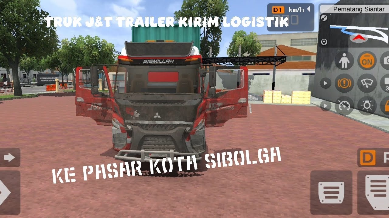 Truk Trailer J&T Kirim Logistik Ke Pasar kota Sibolga. Truk Simulator