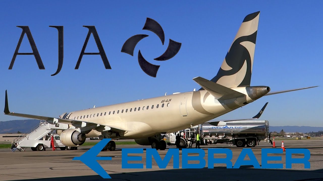 HD RARE Al Jaber Aviation Embraer Lineage 1000 A6-AJH Takeoff from San Jose International Airport