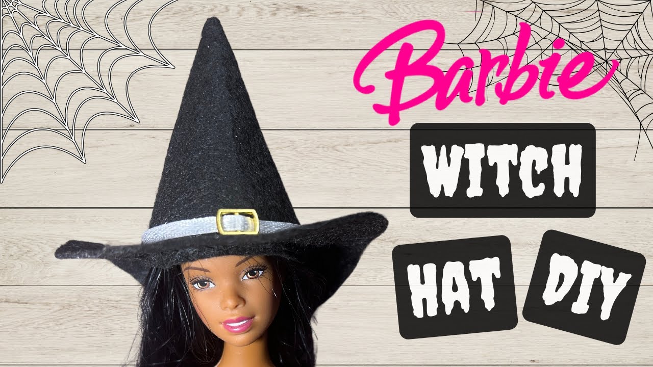 🎃 DIY WITCH HAT 🎃 for Barbie dolls. How to make an easy HALLOWEEN Craft - Sew V No Sew