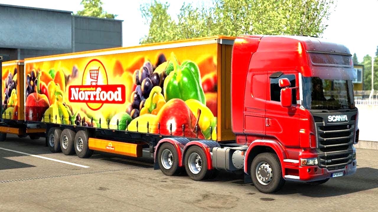 Euro Truck Simulator 2 - Scania R420 Picking Up a 30,4 Tons Load With Double Trailers