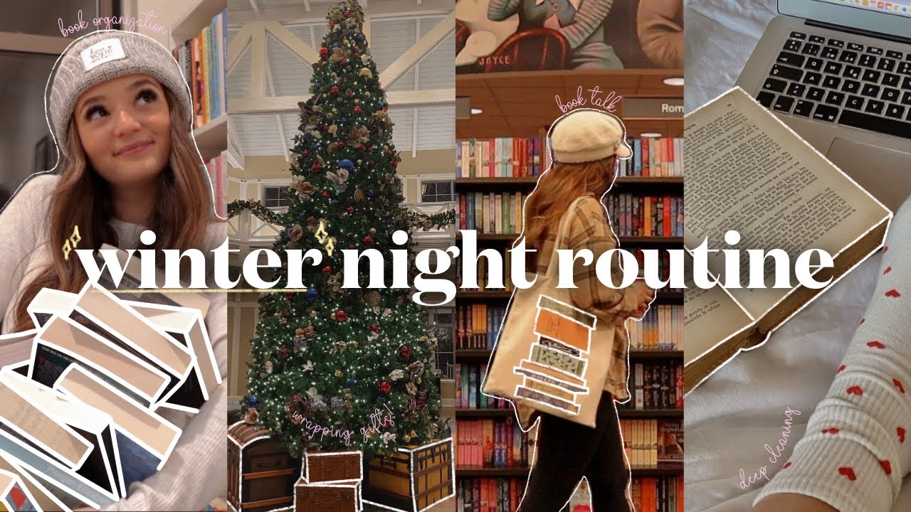 night in my life!🌙☁️✨organizing my bookshelves, wrapping gifts, cleaning + *winter* night routine!